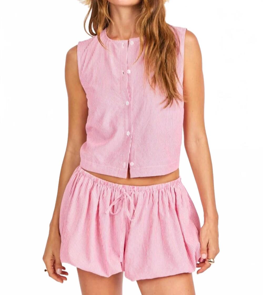 NEW SAGE THE LABEL button-up tank top in ivory/pink